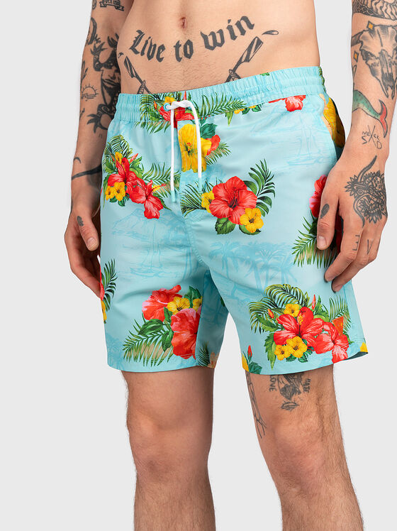 HAWAII beach shorts with floral print - 1