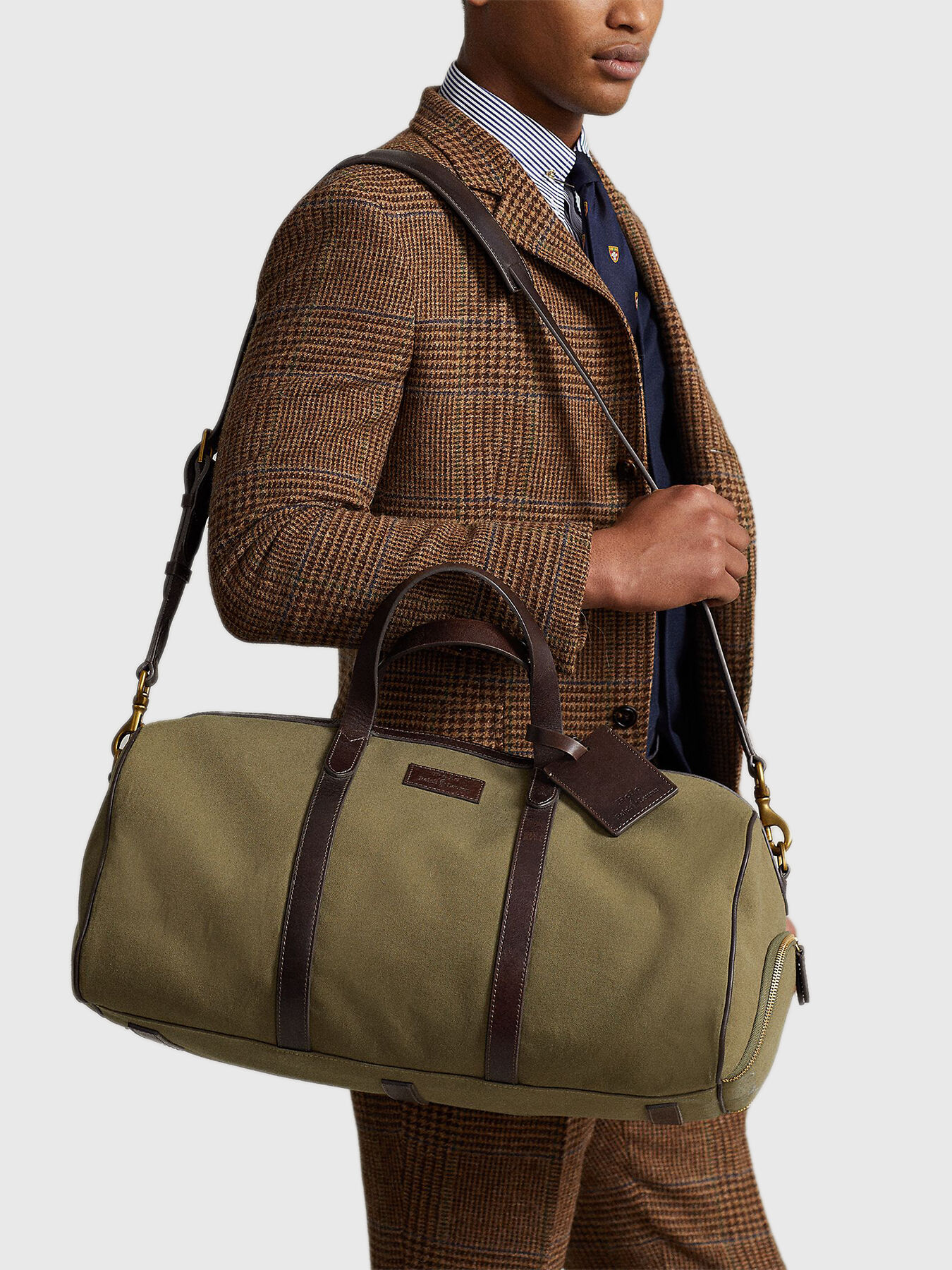 バッグ Polo Ralph Lauren Glen Check Duffle Bag Duffle bag with leather trim brand POLO RALPH LAUREN