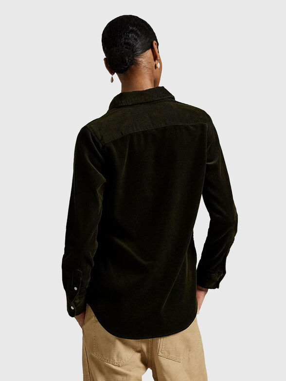 Slim fit corduroy shirt in olive - 3