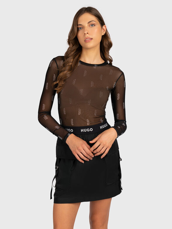 Semi-transperant blouse with logo effect - 4