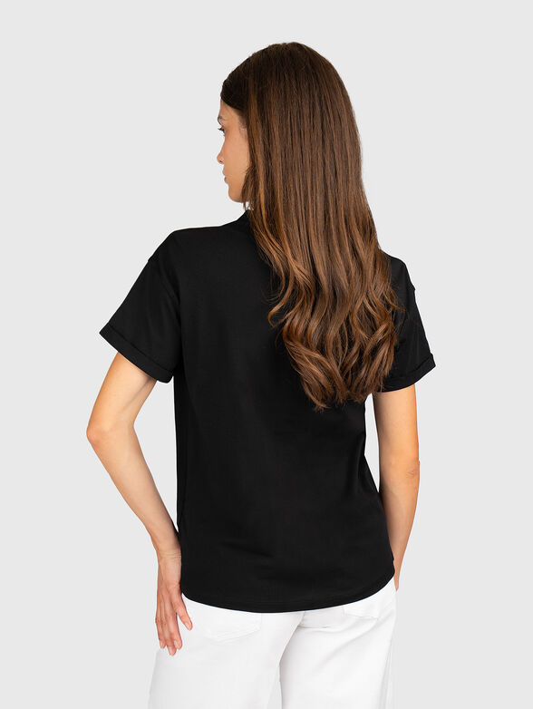 Cotton T-shirt with a logo made of rhinestones - 3
