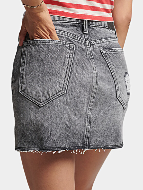 Mini denim skirt with worn effect - 2