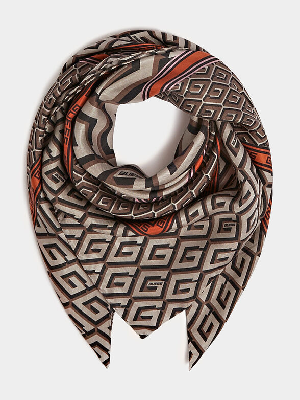 Silk blend scarf with logo print - 1