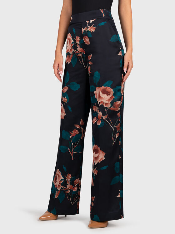 ROSEBUD blue pants with floral print - 1