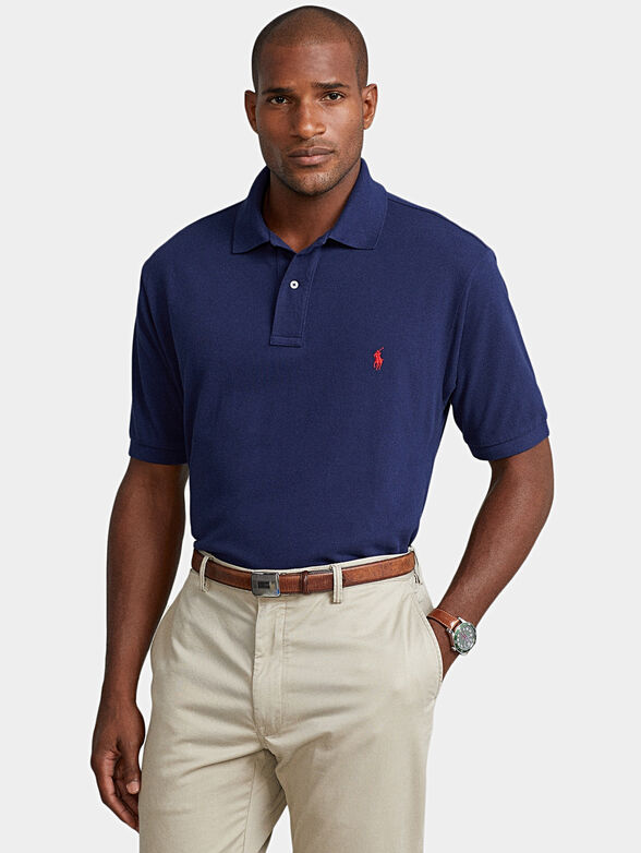 Cotton polo-shirt in blue color - 1