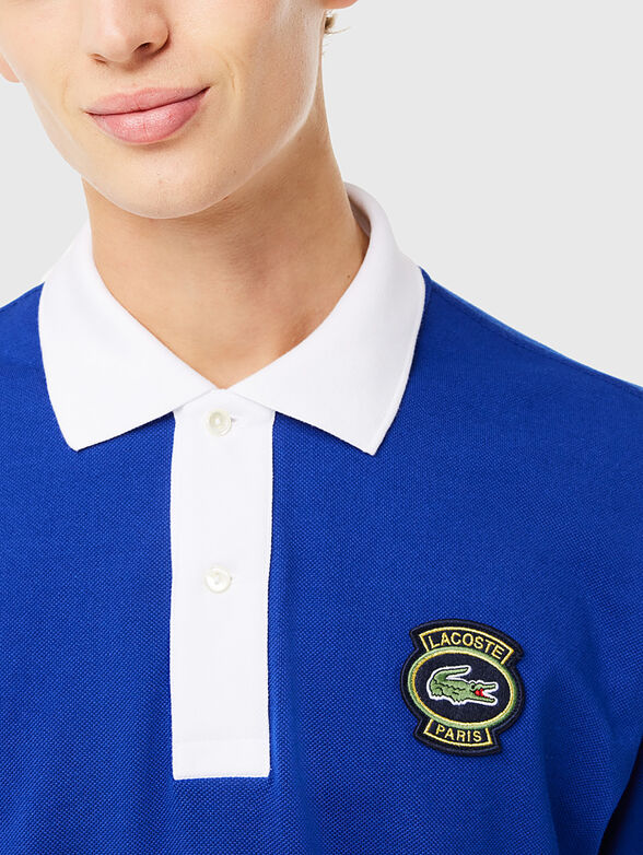 Navy polo shirt with contrast collar - 4