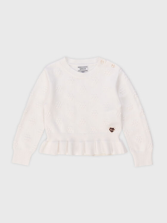 White sweater with an oval neckline - 1