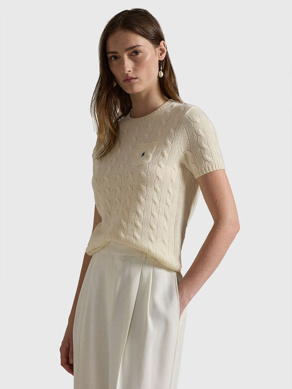 Short sleeve sweater in wool and cashmere - 1