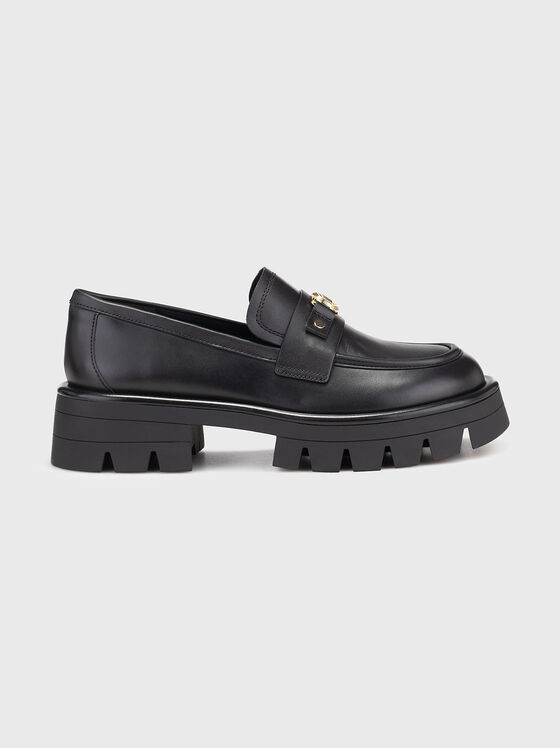 Leather loafers with logo - 1