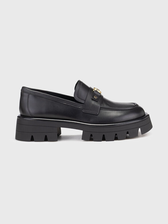 Leather loafers with logo - 1