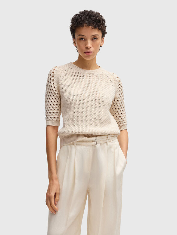 Knitted sweater with oval neckline - 1