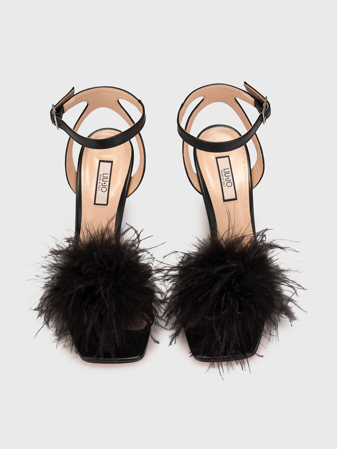 CAMELIA 08 black leather sandals heel brand LIU JO