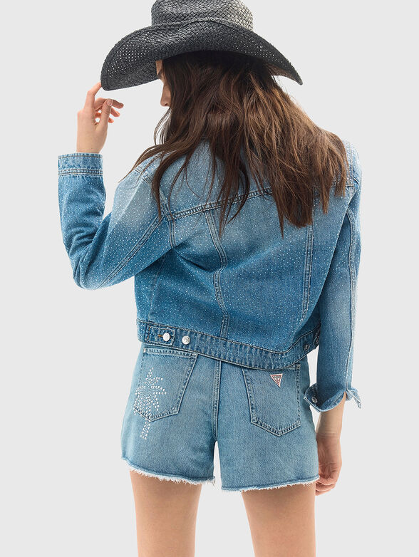 Denim shorts with crystal appliqu&eacute;s - 2