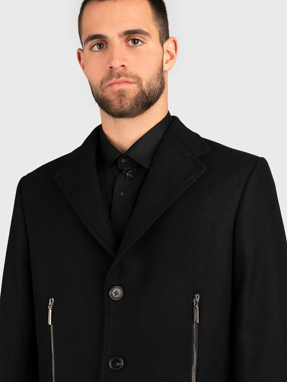 Black wool blend coat  - 4