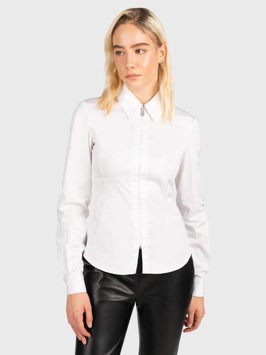 White cotton shirt with zipper