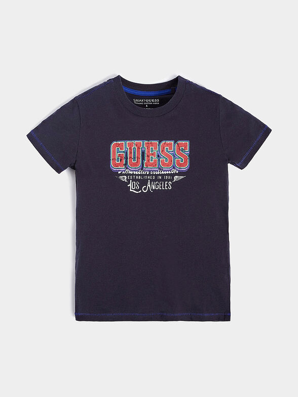 Blue cotton T-shirt with print - 1