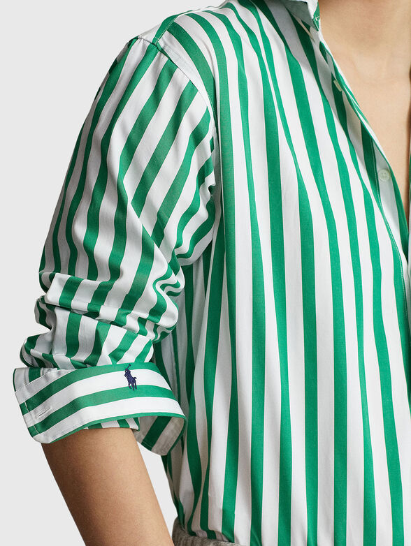 Cotton shirt in green striped pattern - 4