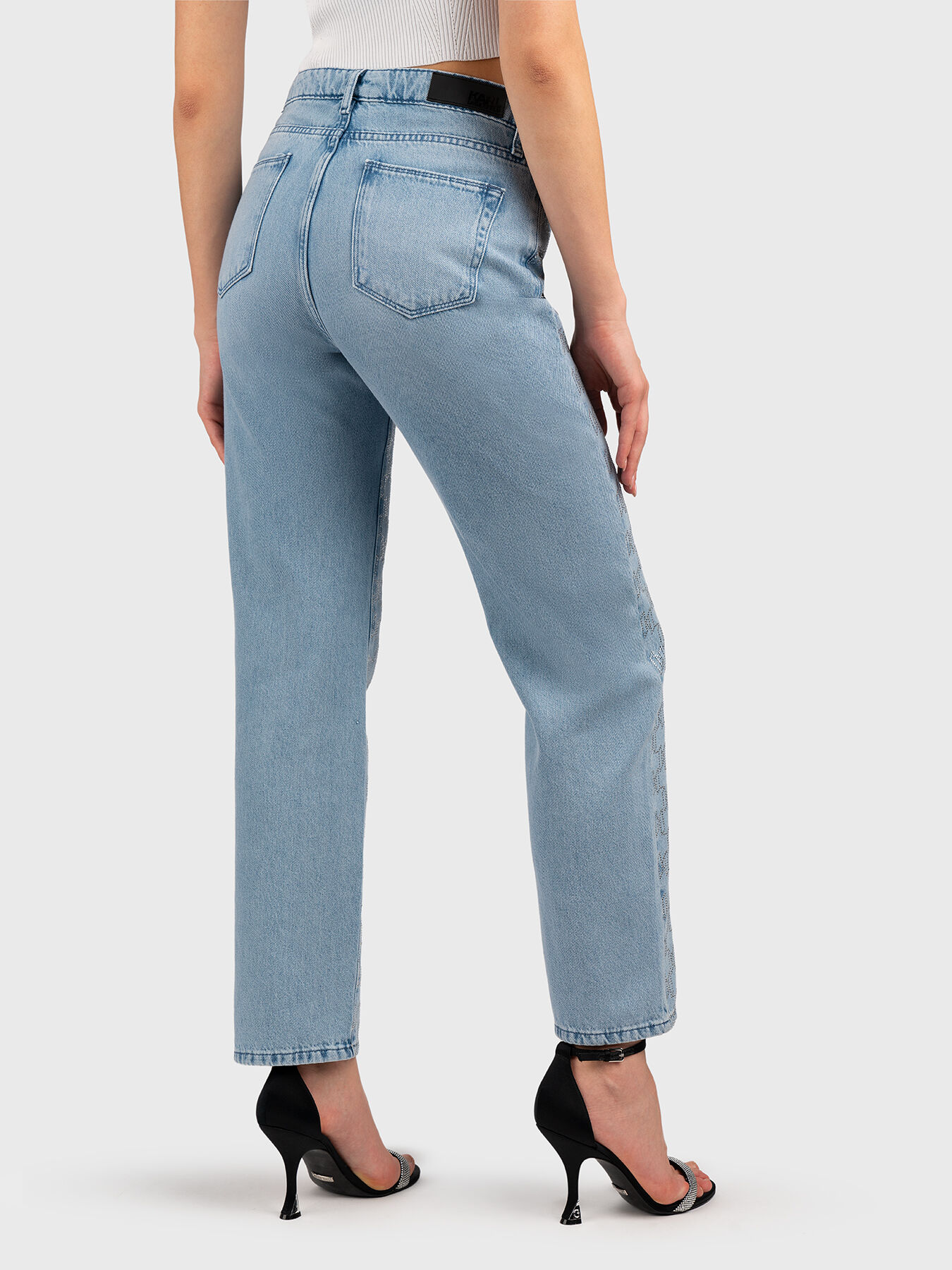 デニム・ジーパン KARL LAGERFELD Rhinestone fringed jeans Light Blue Karl Lagerfeld Rhinestone fringed jeans - Light Blue