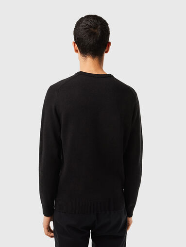 Black wool sweater with logo detail - 3