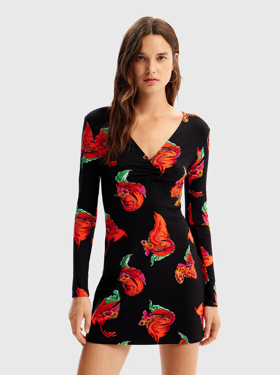 Ribbed floral mini dress - 1