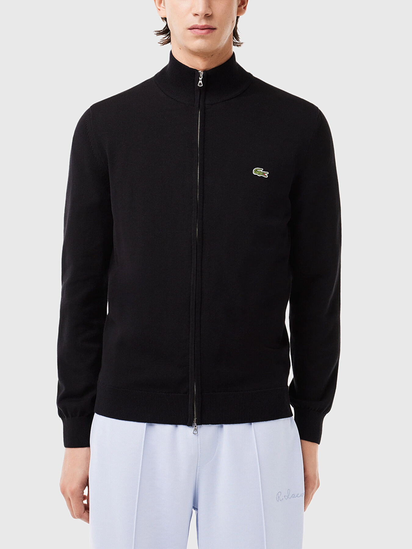 Black cardigan with a zip brand LACOSTE Globalbrandsstore en