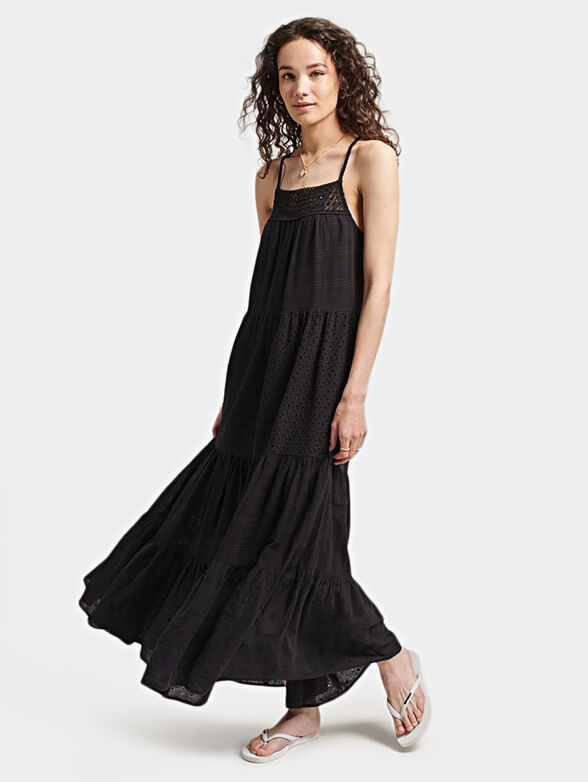 Black maxi dress with embroidery - 1