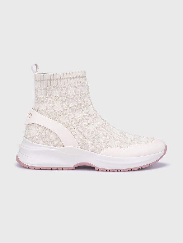 High sports shoes in ecru color - 1