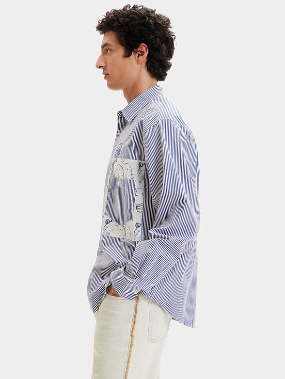 Striped shirt with big accented pocket - 3