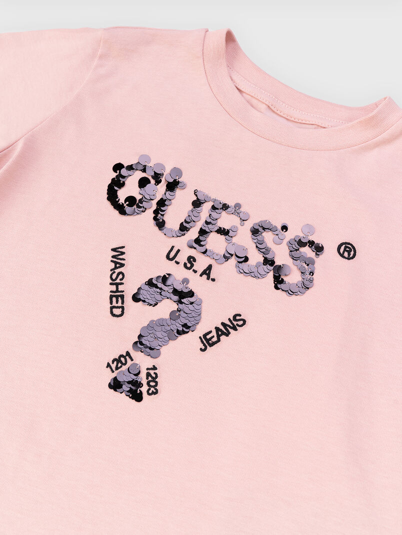 Black T-shirt with sequin logo  - 3