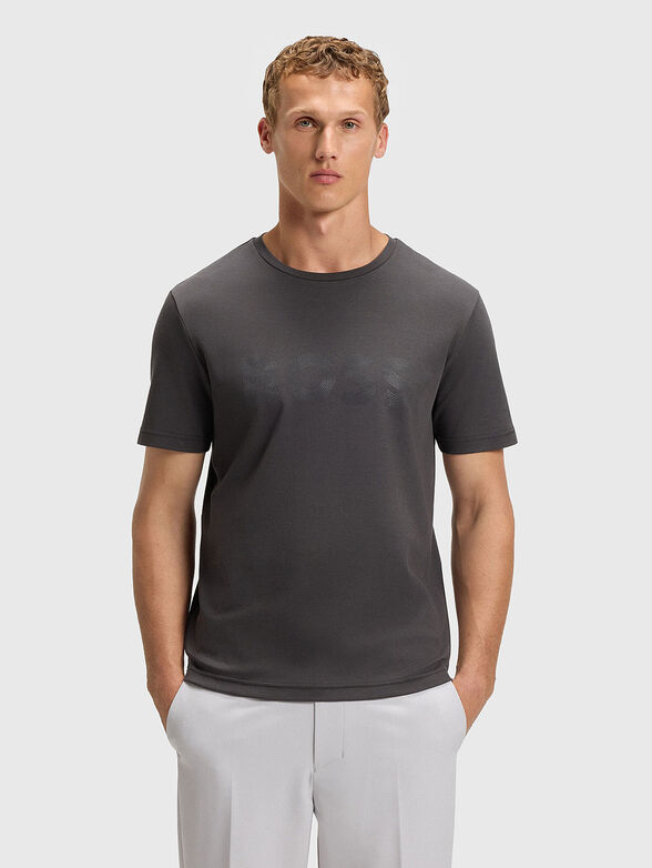 Gray T-shirt with logo print - 1