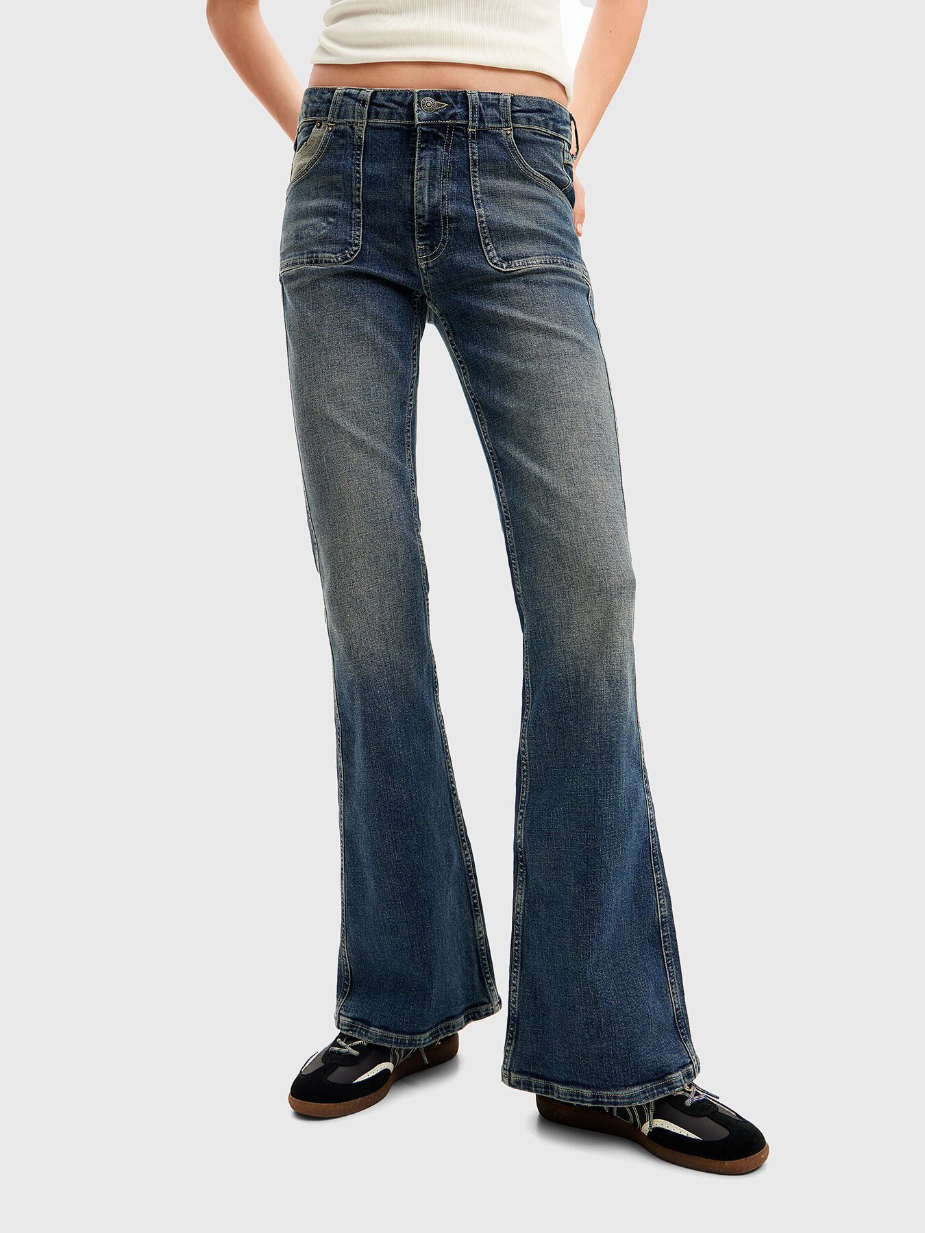 Dark blue flare jeans on sale