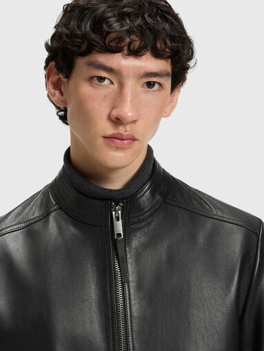 Slim fit jacket in grained leather - 4
