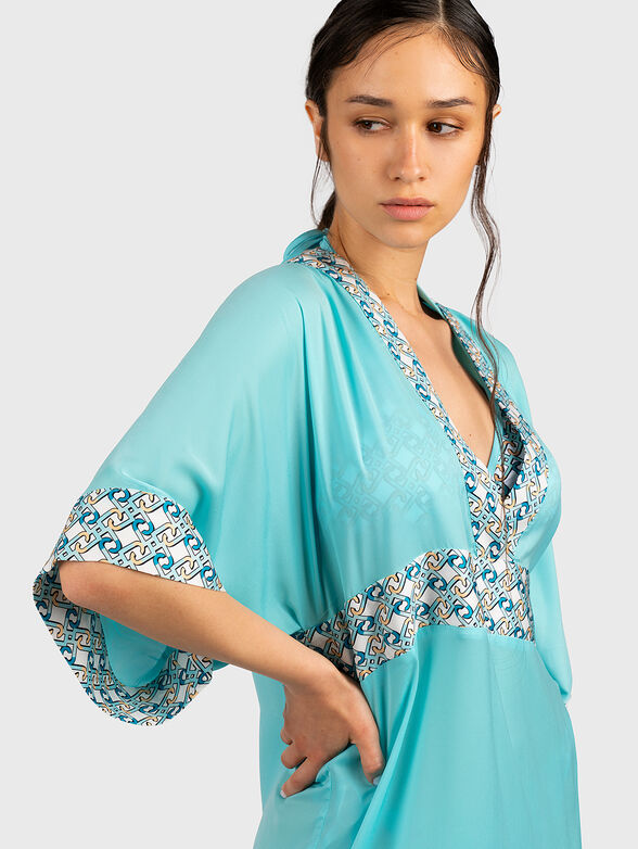 Turquoise V-neck kaftan - 4