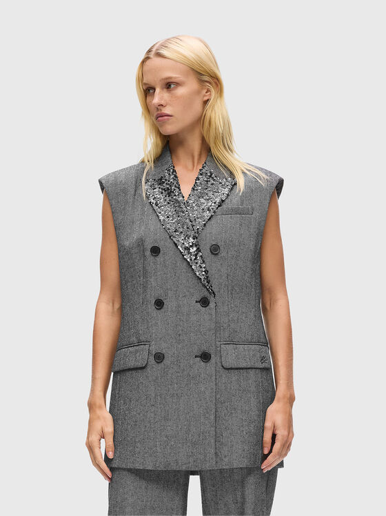 Sequin lapel tweed vest - 1