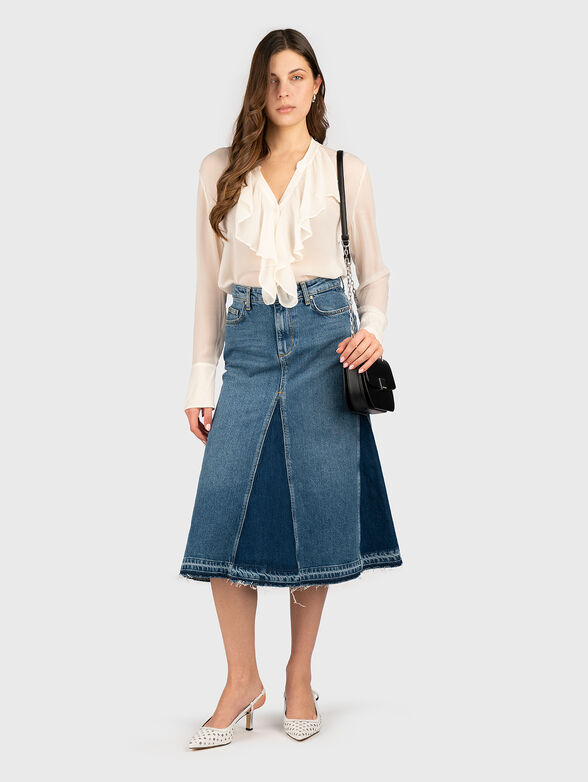 Denim midi skirt with logo - 3