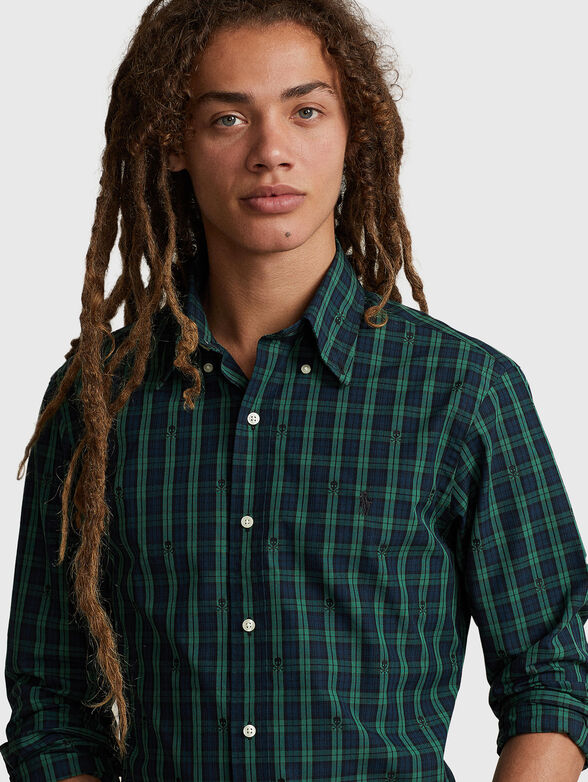 Cotton shirt with checked print - 4