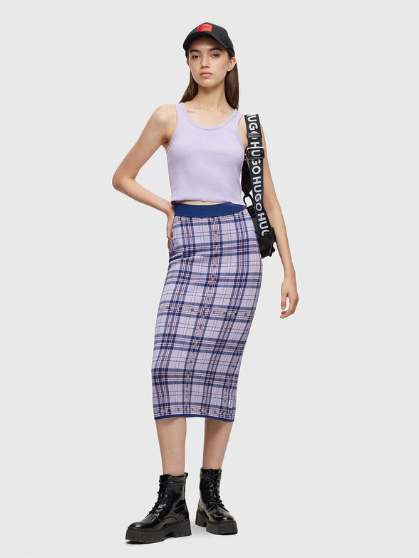SLOQUITE checkered midi skirt  - 4