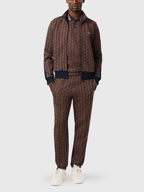 Brown sports trouser with monogram print - 6