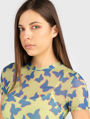 Mini dress with short sleeves and print - 3