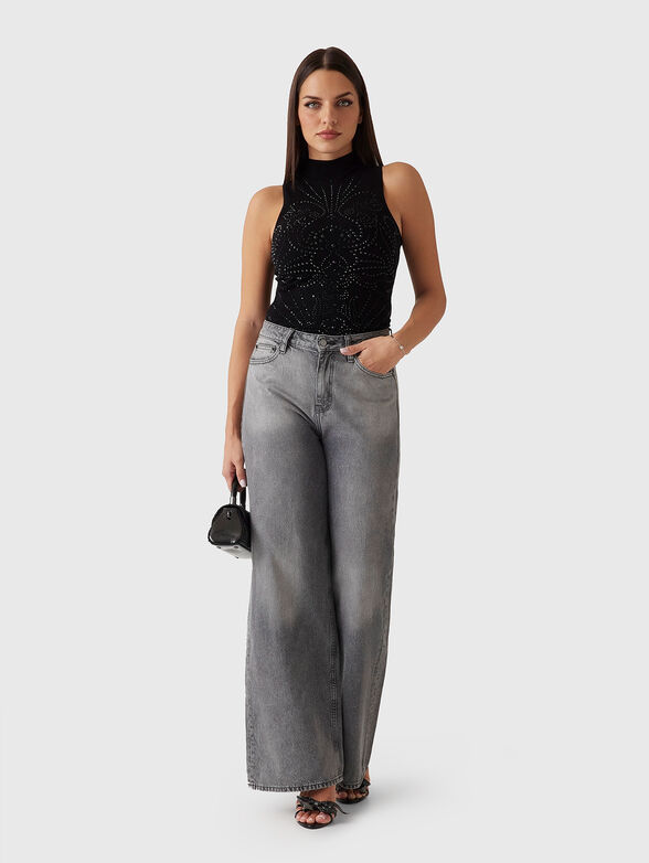 Top with polo collar and rhinestones - 2