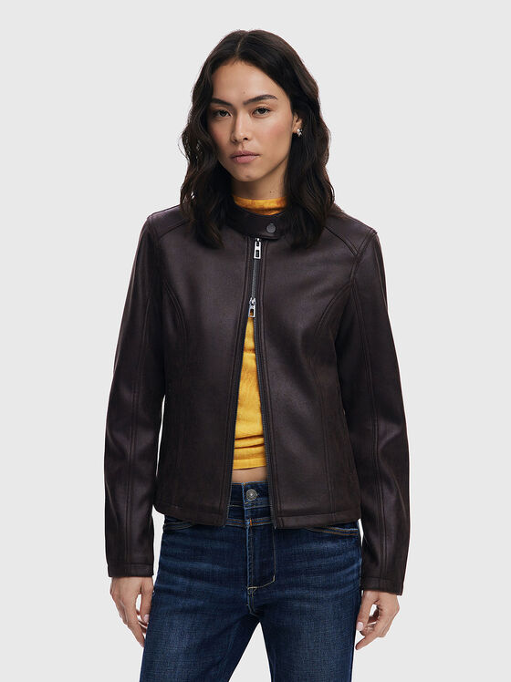 Яке от еко кожа в кафяв цвят - 1