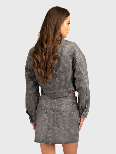 Short denim jacket with rhinestones - 3