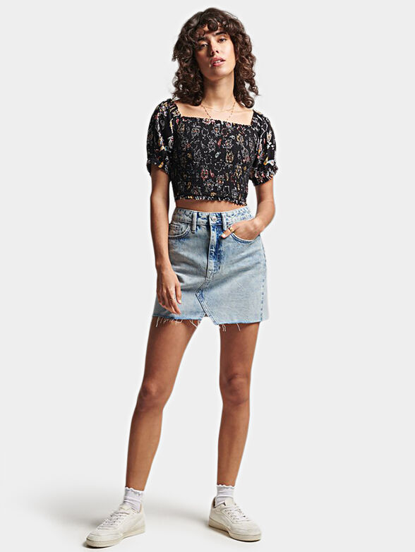 Black blouse with short sleeve - 2