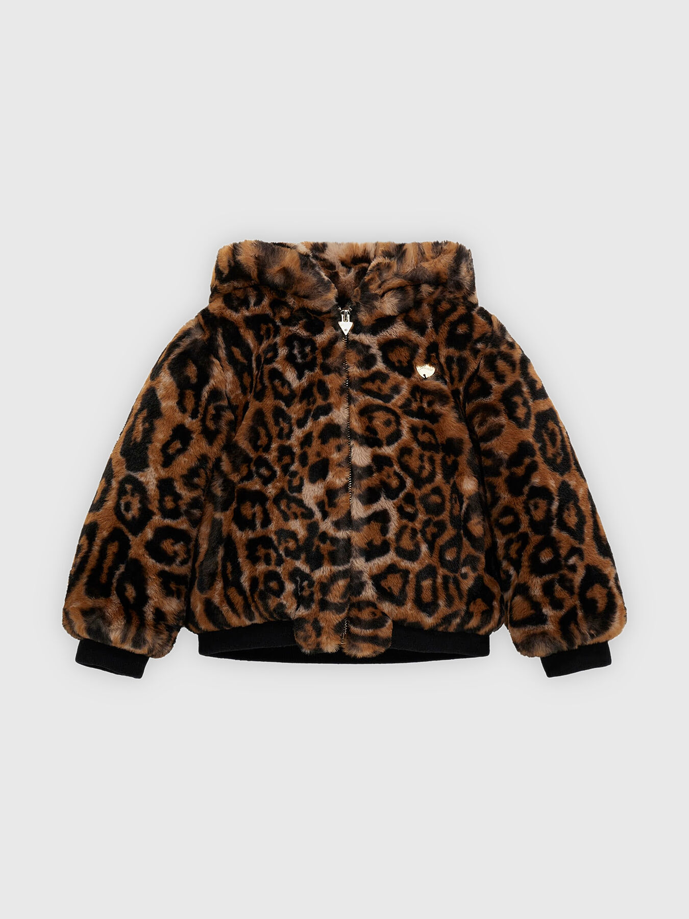 Faux fur bomber jacket with a hood brand GUESS Globalbrandsstore en