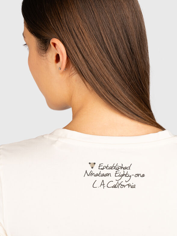 Logo T-shirt with animal print and rhinestones - 3