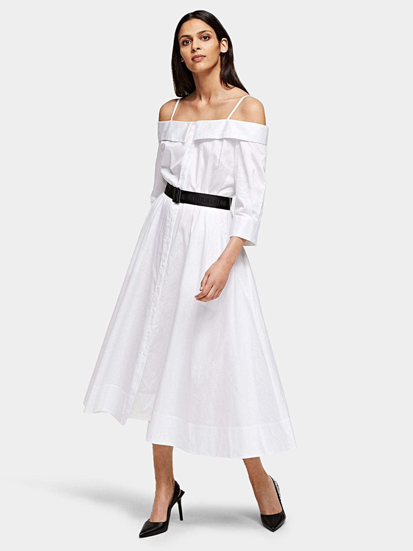 Cold shoulder poplin shirt dress brand Karl Lagerfeld Globalbrandsstore en