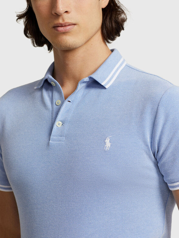 Blue polo shirt with logo embroidery - 4
