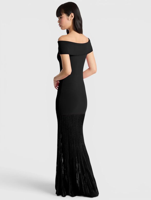 Maxi pleated dress with bare shoulders - 2