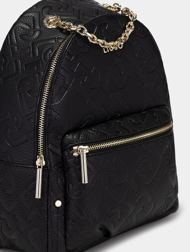Black backpack with embossed logo print - 4