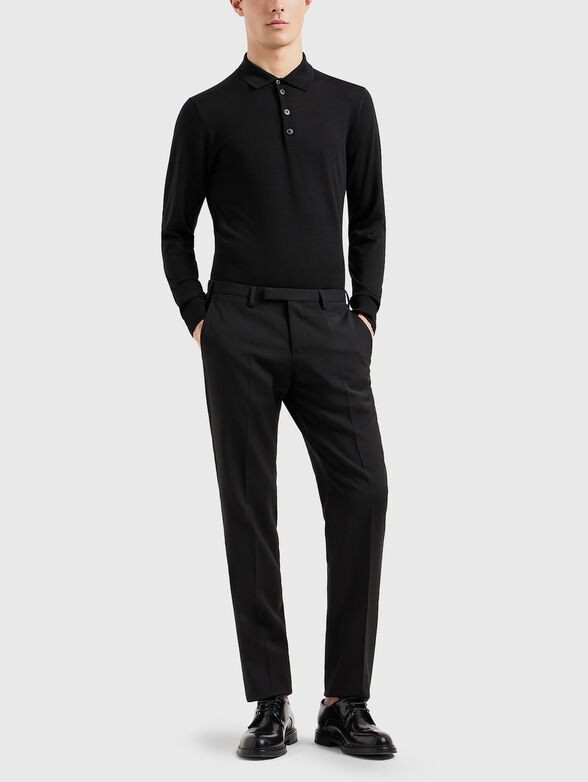 Black polo shirt with long sleeves  - 2